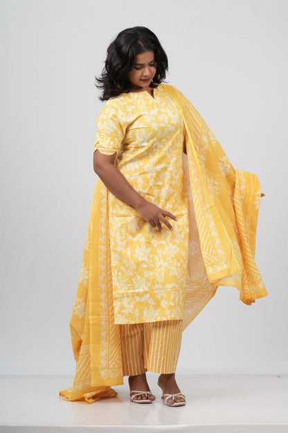 Sunshine Marigold Cotton Suit Set