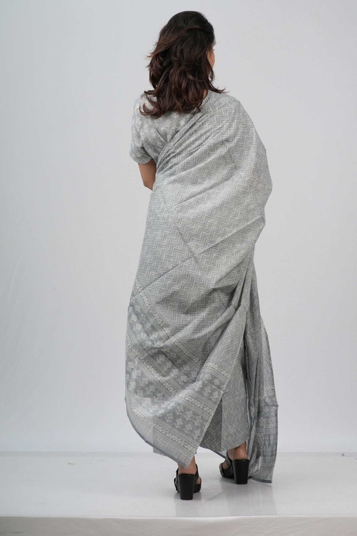Silver Grey Chevron Cotton Suit Set