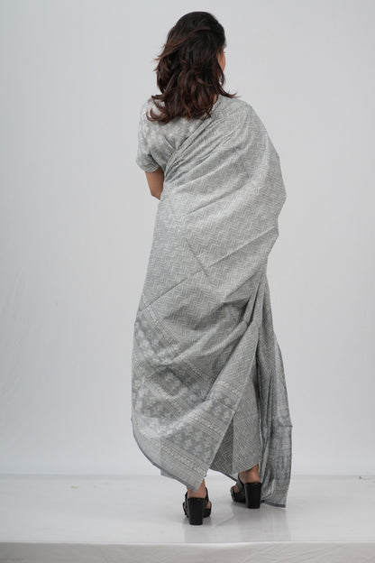 Silver Grey Chevron Cotton Suit Set