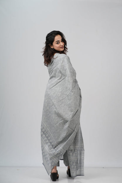 Silver Grey Chevron Cotton Suit Set