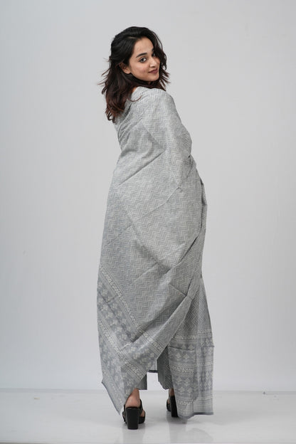 Silver Grey Chevron Cotton Suit Set